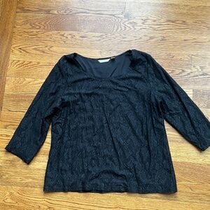 Liz Claiborne Black Lacy Plus Size Pullover Top Women's size 2X